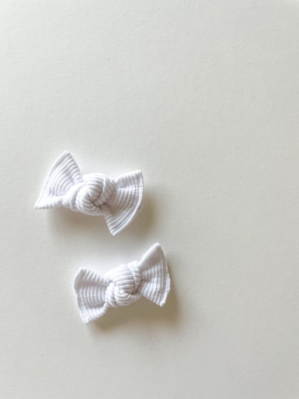 white-ribbed-knot-bow Boosh Baby - Sophia's Style-1